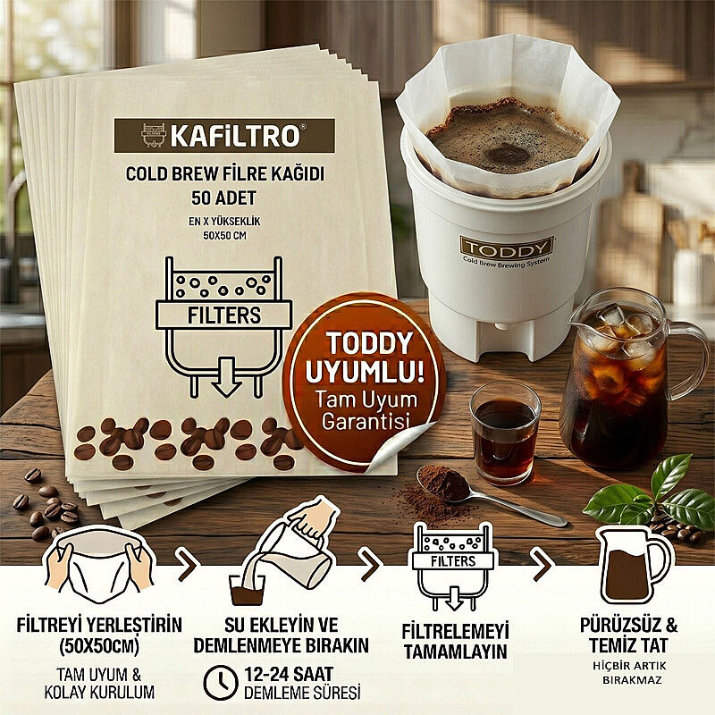 Kafiltro Cold Brew Filtre Kahve Kağıdı, 50x50 cm, 50 Adet - Kafiltro