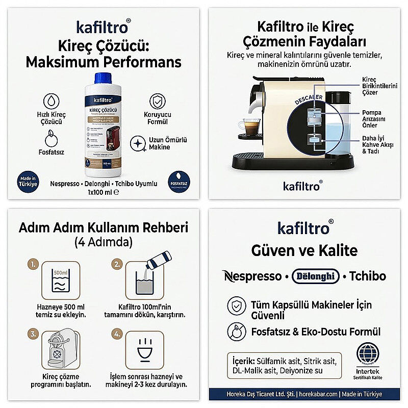 Kafiltro KF-KAP-100 Kapsül Kahve Makinesi İçin Kireç Çözücü, 100 ml - Kafiltro