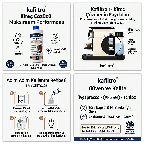 Kafiltro KF-KAP-100 Kapsül Kahve Makinesi İçin Kireç Çözücü, 100 ml - Kafiltro (1)