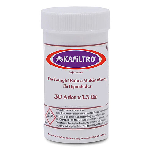Kafiltro KF-LUJ-30X1.3 De'Longhi Uyumlu Temizleme Tableti, 1.3 gr, 30 Adet - Kafiltro
