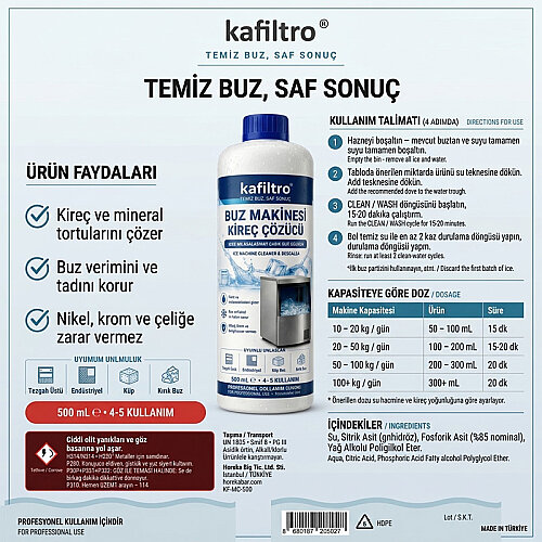 Kafiltro KF-MC-500 Buz Makinesi Kireç Çözücü, 500 ml - 2