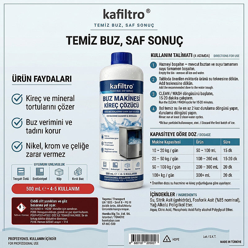 Kafiltro KF-MC-500 Buz Makinesi Kireç Çözücü, 500 ml - Kafiltro