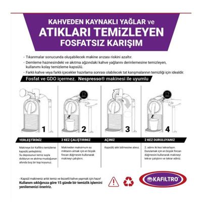 Kafiltro Nespresso Compatible Capsule Coffee Machine Cleaning Detergent, 5 g, 5 Pieces - Kafiltro