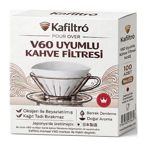 Kafiltro V60 02 Uyumlu Beyaz Filtre Kahve Kağıdı, 100 Adet - 1