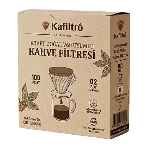 Kafiltro V60 02 Uyumlu Kraft Filtre Kahve Kağıdı, 100 Adet - 1
