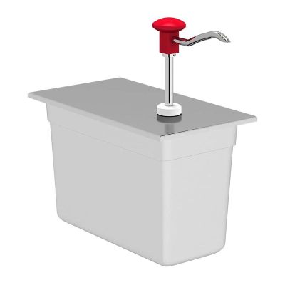 Kalando KD-002 Basmalı Paslanmaz Çelik Sos Pompası, GN 1/3, Kırmızı - 1