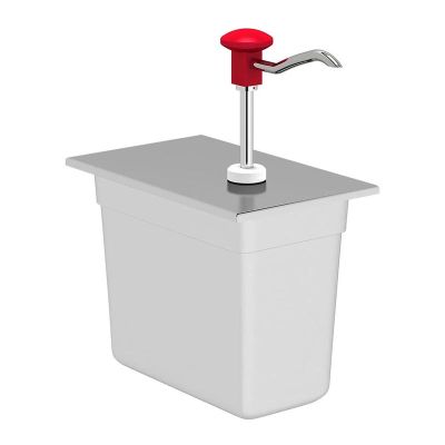 Kalando KD-002 Basmalı Paslanmaz Çelik Sos Pompası, GN 1/4, Kırmızı - 1
