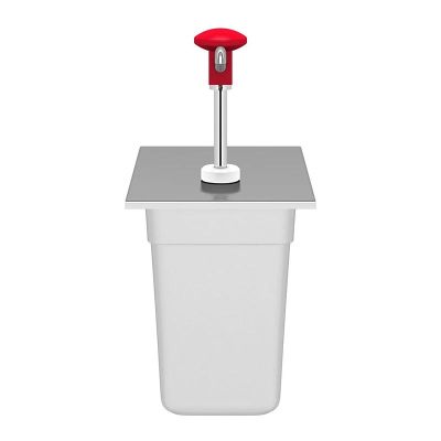 Kalando KD-002 Basmalı Paslanmaz Çelik Sos Pompası, GN 1/4, Kırmızı - 2