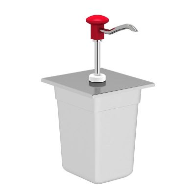 Kalando KD-002 Basmalı Paslanmaz Çelik Sos Pompası, GN 1/6, Kırmızı - 1
