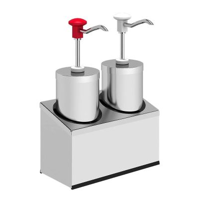 Kalando KD-004 Silindir Hazneli Stantlı Paslanmaz Çelik Sos Pompası, 2x2.25 L - Kalando