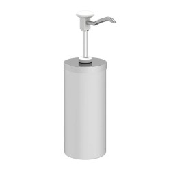 Kalando KD-004 Silindir Hazneli Basmalı Paslanmaz Çelik Sos Pompası, 2.25 L, Beyaz - Thumbnail