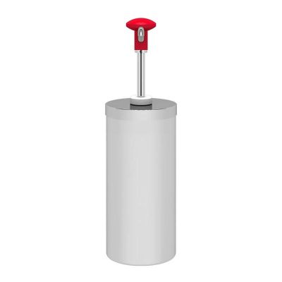 Kalando KD-004 Silindir Hazneli Basmalı Paslanmaz Çelik Sos Pompası, 2.25 L, Kırmızı - Kalando