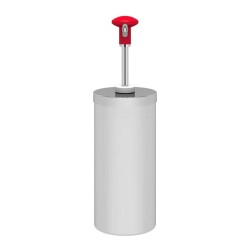 Kalando KD-004 Silindir Hazneli Basmalı Paslanmaz Çelik Sos Pompası, 2.25 L, Kırmızı - Thumbnail