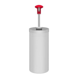 Kalando KD-004 Stainless Steel Sauce Pump with Cylinder Reservoir, 2.25 L, Red - 2
