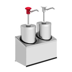 Kalando KD-004 Stainless Steel Sauce Pump with Cylinder Reservoir Stand, 2x2.25 L - 1