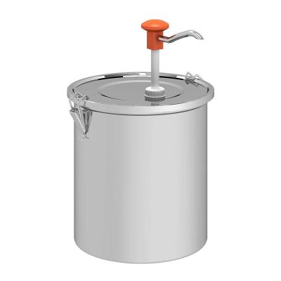 Kalando KD-01610 Paslanmaz Çelik Kilitli Basmalı Sos Pompası, 10 L, Turuncu - 1