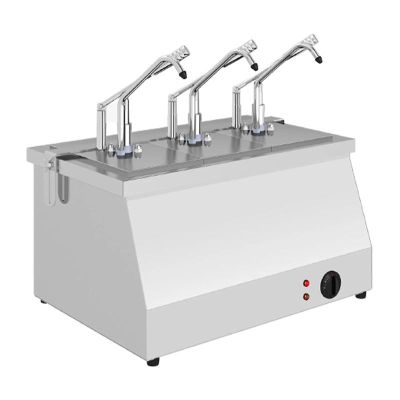 Kalando KD-021 Benmari Isıtmalı Paslanmaz Çelik Sos Pompası, GN 1/4, 3x5.25 L - 1