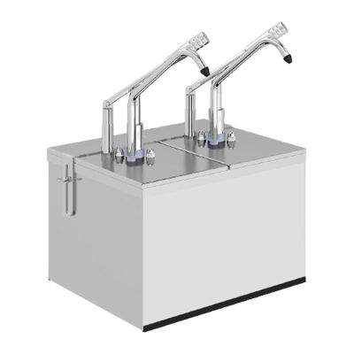 Kalando KD-214 Paslanmaz Çelik Kollu İkili Sos Pompası Standı, 1/4, 2x5.25 L - 1