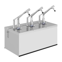 Kalando KD-214 Paslanmaz Çelik Kollu Üçlü Sos Pompası Standı, 1/4, 3x5.25 L - Kalando
