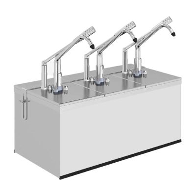 Kalando KD-214 Paslanmaz Çelik Kollu Üçlü Sos Pompası Standı, 1/4, 3x5.25 L - 1