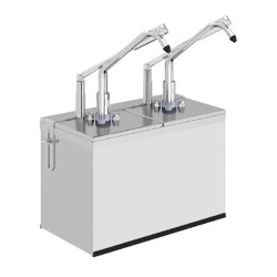 Kalando KD-216 Double Sauce Pump Stand with Stainless Steel Handle, 1/6 GN, 2x3 L - 2