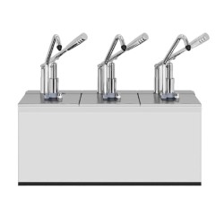 Kalando KD-216 Triple Sauce Pump Stand with Stainless Steel Handle, 1/6 GN, 3x3 L - 1
