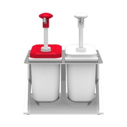 Kalando KDP-003 Z Stand Push Stainless Steel Sauce Pump, 2x1.9 L - 2