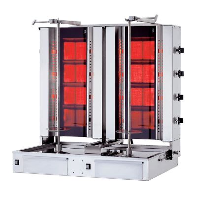 Kalitegaz KLG224TG İkiz Model Döner Ocağı, 4+4 Radyanlı, Gazlı, Alttan Motorlu, Hareketli Gövde, Camlı - 1