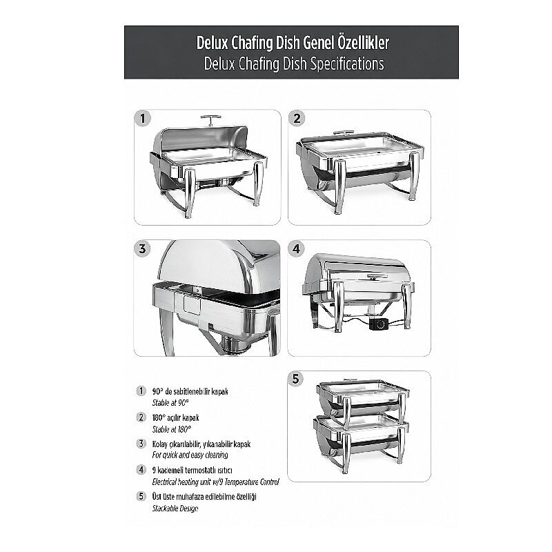 Kapp Delux Gömme Çorbalık Chafing Dish, 6 L, Jel Yakıtlı+Elektrikli - Kapp