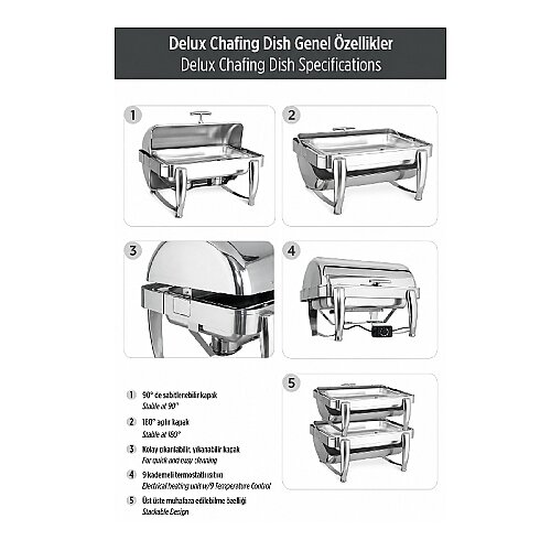 Kapp Delux Yuvarlak Çorbalık Chafing Dish, 6 L, Jel Yakıtlı+Elektrikli - 3