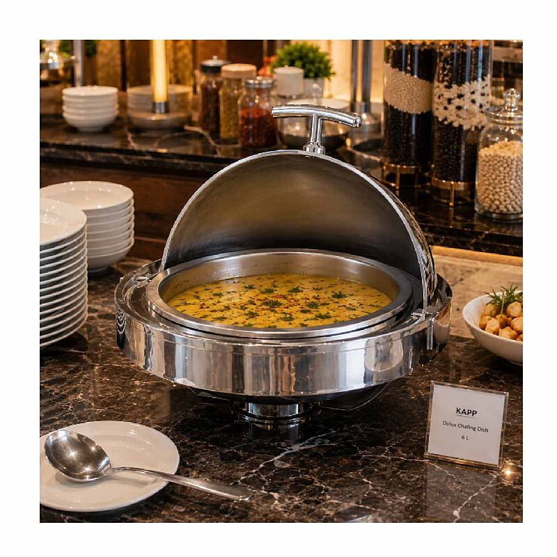 Kapp Delux Yuvarlak Gömme Chafing Dish, 6 L, Jel Yakıtlı+Elektrikli - Kapp
