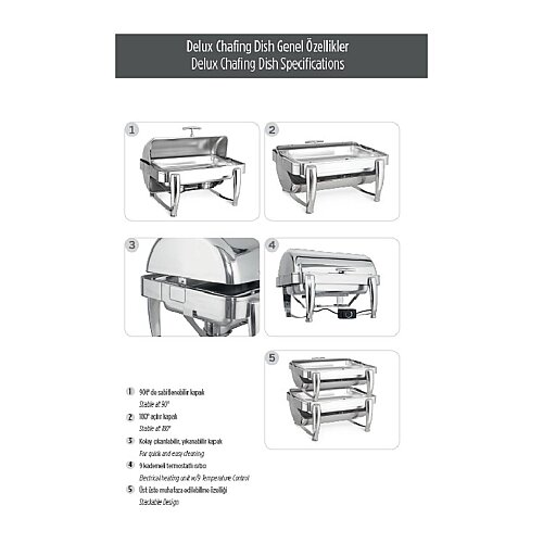 Kapp GN 1/1 Delux Roll Top Chafing Dish, 9 L, Jel Yakıtlı+Elektrikli - 3