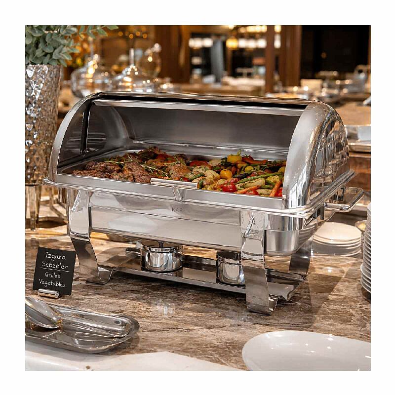 Kapp GN 1/1 Klasik Roll Top Chafing Dish, 9 L, Jel Yakıtlı + Elektrikli - Kapp