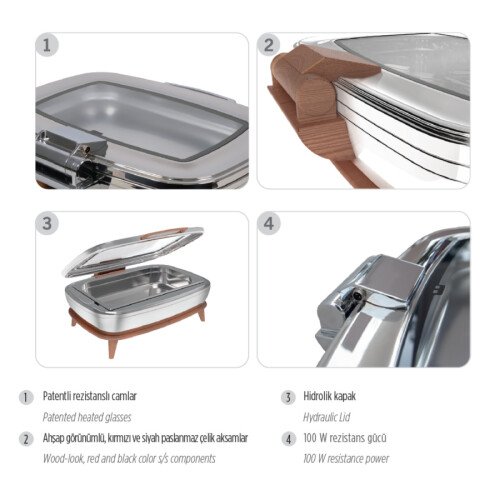 Kapp GN 1/1 Titan Chafing Dish, 5.7 L, Elektrikli, Siyah - 8