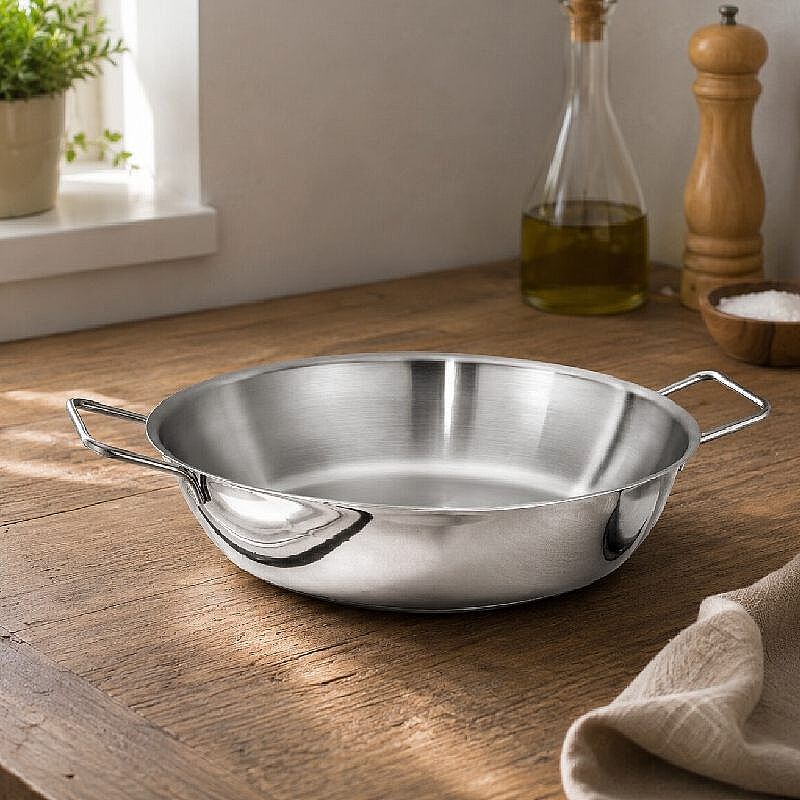 Kapp İndüksiyon Uyumlu Çift Saplı Paella Çelik Tava, 20x5 cm, 1.6 L - Kapp