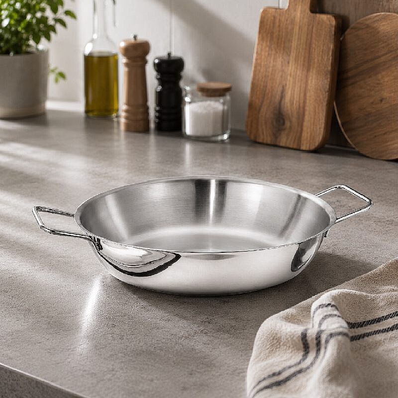 Kapp İndüksiyon Uyumlu Çift Saplı Paella Çelik Tava, 28x6 cm, 3.7 L - Kapp