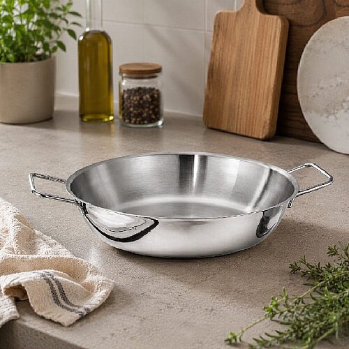 Kapp İndüksiyon Uyumlu Çift Saplı Paella Çelik Tava, 32x6.5 cm, 6 L - 3