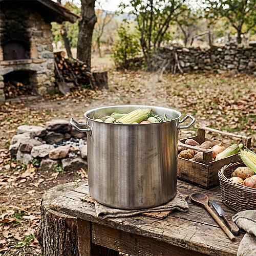 Kapp İndüksiyon Uyumlu Kapaksız Derin Çelik Silindirik Tencere, 60x55 cm, 155 L - 3