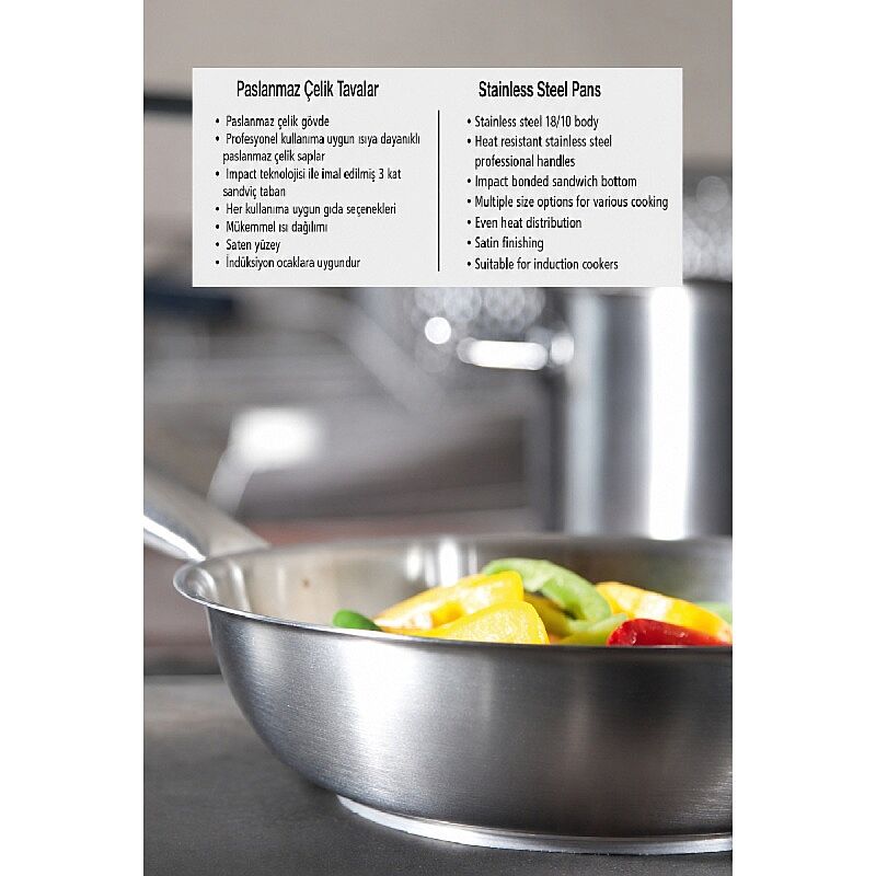 Kapp İndüksiyon Uyumlu Tek Saplı Çelik Tava, 28x6 cm, 3.7 L - Kapp