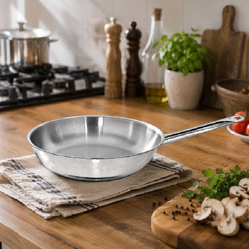 Kapp İndüksiyon Uyumlu Tek Saplı Çelik Tava, 28x6 cm, 3.7 L - Kapp