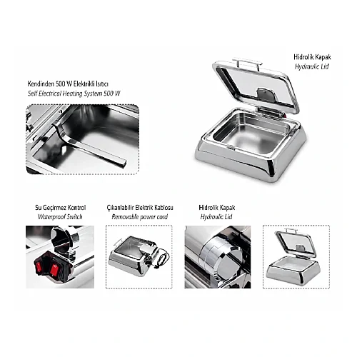 Kapp Vega Serisi GN 2/3 Chafing Dish, 6 L, Elektrikli - 4