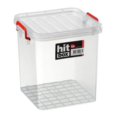 Bora Plastik Hit Box Kare Kapaklı Kasa, 11 L, Şeffaf - 1
