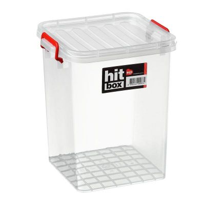 Bora Plastik Hit Box Kare Kapaklı Kasa, 13 L, Şeffaf - 1