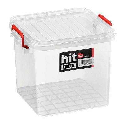 Bora Plastik Hit Box Kare Kapaklı Kasa, 9 L, Şeffaf - 1