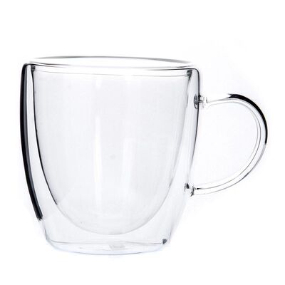 Keenmax Çift Cidarlı & Camlı Kulplu Bardak, 250 ml - 1