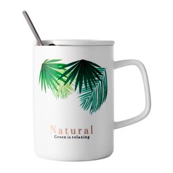 Keenmax كوب ملعقة منقوشة بورق الشجر - Keenmax