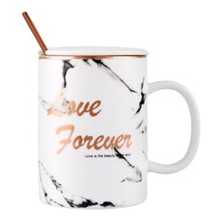 Keenmax Marble Patterned Spoon Mug, White - Keenmax