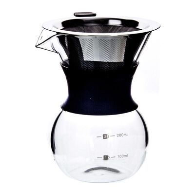 Keenmax Pour Over Chemex Kahve Demleyici, Plastik Tutacaklı, Metal Filtreli, 200 ml - 1