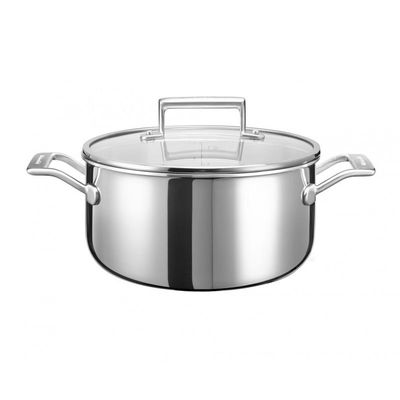 KitchenAid 3-Ply Kısa Tencere, Çelik, 24 cm - 1