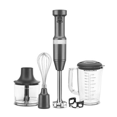 KitchenAid 5KHBV83EDG خلاط يدوي مع ملحقاته، رمادي فحمي - KitchenAid